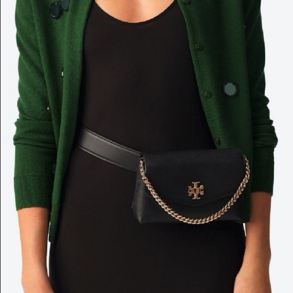 Tory Burch Black Mixed Material Kira Belt Bag